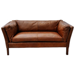 Halo Groucho Small Aniline Leather Sofa Antique Whisky